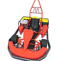 Red Go Kart With Black Seat Yellow Components And Racing Wheels Structure