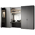 Modern Dressing Table Interior Design With Dark Gray Storage Cabinets And Mirror Top
