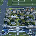 Aerial View Planning of Residential Community with High Rise Buildings Green Gardens and Road Layout