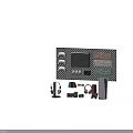 Entertainment Electronics Setup Including Game Consoles Controllers Keyboards Headphones Mice on Pegboard