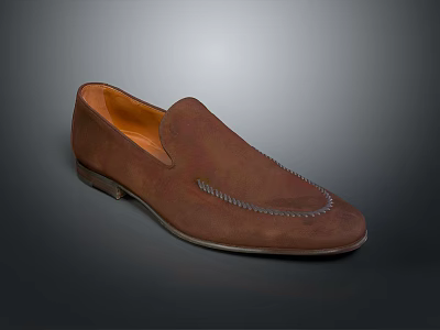 Brown Loafer With Stitching Detail And Orange Interior For Men's Casual Style 3d model