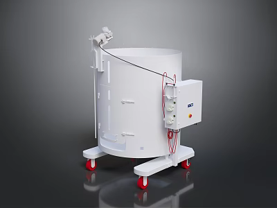 EKO Brand Mobile Cylindrical Industrial Equipment With Control Panel And Red Wheels 3d model