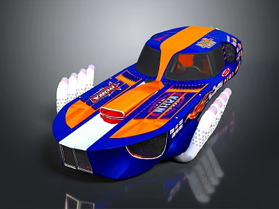 Blue And Orange Race Car With Winston Logo And Streamlined Body Design 3d model