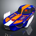 Blue And Orange Race Car With Winston Logo And Streamlined Body Design