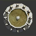 Octagonal Stone Fountain With Multiple Sheep Statues As Base Support