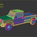 Blue Single Cab Pickup Truck With Black Roof And Off Road Tires