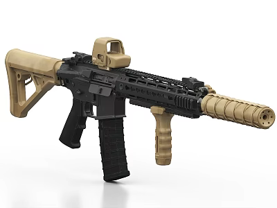Tactical Assault Rifle with Black Tan Finish Optical Sight and Foregrip 3d model