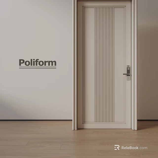 Poliform Modern Hinged Door With Vertical Slats And White Frame Design 3d model 