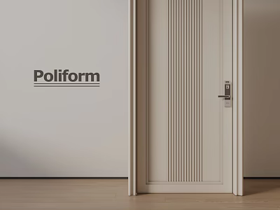 Poliform Modern Hinged Door With Vertical Slats And White Frame Design 3d model
