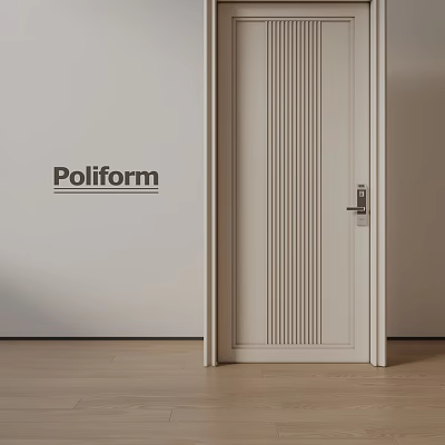 Poliform Modern Hinged Door With Vertical Slats And White Frame Design 3d model