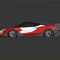 Red and White Sleek Sports Car Featuring Aerodynamic Exterior and Rear Wing Design