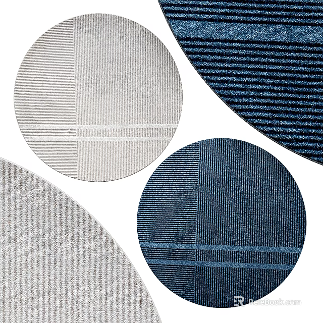 Modern Round Rugs With Striped Patterns And Various Color Options For Home Decor 3d model 