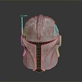 Worn Metal Helmet With Silver Red Finish And Top Antenna 3D Render