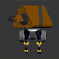 Orange Robot Character With Gray Stripe Blue Legs And Mechanical Details