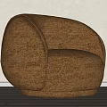 Modern Brown Fabric Single Sofa With Round Armrest And Comfortable Design 3d model