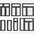 Various Modern Window Designs With Black Frames And Glass Panels For Home Use 3d model