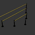 Sturdy Black Posts With Yellow Caution Tape For Safety Isolating Construction Area 3d model