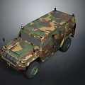 Camouflage Painted Military Style Utility Vehicle With Rugged Off Road Design And Large Tires