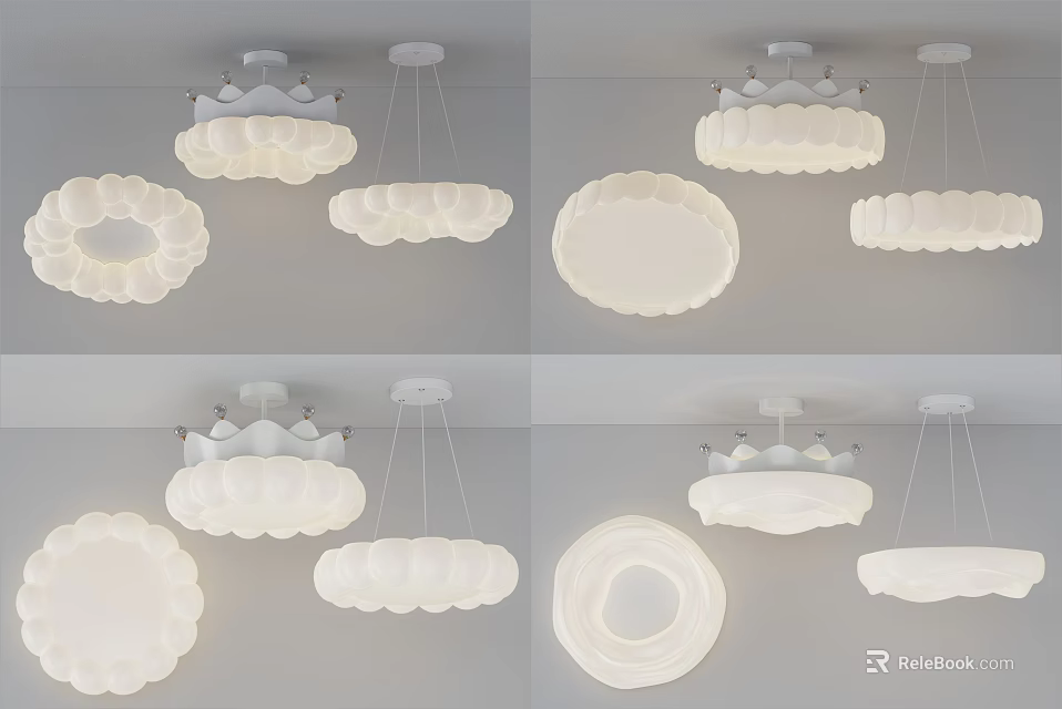 Modern Ceiling Lights With Various Stylish Curved Shapes And Soft Glow 3d model