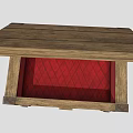 Open Wooden Storage Box for Hardware Tools with Red Diamond Lining and Metal Clasps