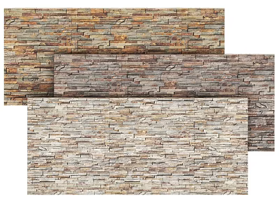 Building Exterior Wall With Natural Stone Panels In Varied Tones And Textures 3d model