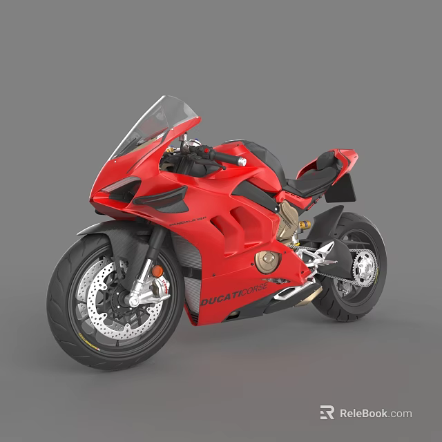 Red Ducati Sporty Motorcycle With Streamlined Body Black Accents And Alloy Wheels 3d model 