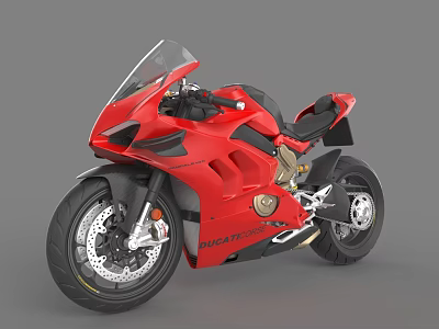 Red Ducati Sporty Motorcycle With Streamlined Body Black Accents And Alloy Wheels 3d model