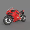 Red Ducati Sporty Motorcycle With Streamlined Body Black Accents And Alloy Wheels