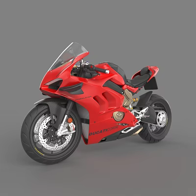 Red Ducati Sporty Motorcycle With Streamlined Body Black Accents And Alloy Wheels 3d model