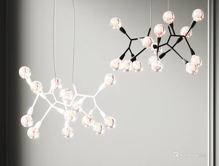 Modern Branch Design Chandelier With Glass Bulbs And Metal Frame For Home Decor 3d model 