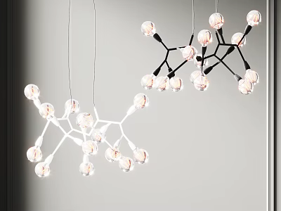 Modern Branch Design Chandelier With Glass Bulbs And Metal Frame For Home Decor 3d model