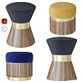 Modern Sofa Stools with Colorful Upholstery Wooden Base and Golden Accents