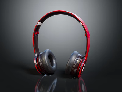Modern Red And Black Over Ear Headphones With Glossy Surface And Comfortable Ear Cups 3d model