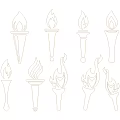 Golden Torch Wall Decor with Various Flame Designs for Interior Decoration 3d model