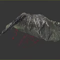 Detailed Mountain Terrain 3D Model with Topographic Texture and Digital Rendering 3d model