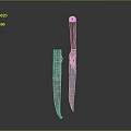 Traditional Decorative Knife With Green Handle Gold Decoration And Patterned Sheath