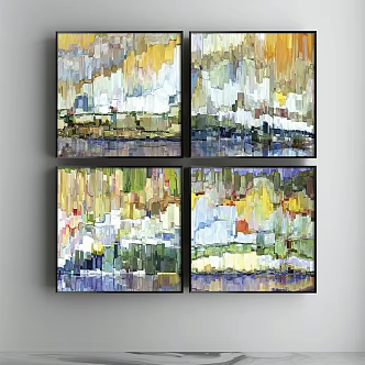 Modern Oil Painting Simple Yellow Living Room Landscape Painting Decorative Painting 3d model