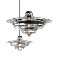 Elegant Modern Transparent Glass Chandeliers With Layered Hanging Design And Warm Illumination
