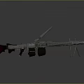 Two Silver Machine Guns With Tripods Standing On Dark Background 3d model