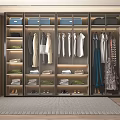Modern Wardrobe Interior Design With Bright Lighting Multifunctional Storage Hanging Folded Clothes And Glass Doors