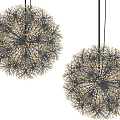 Two Spherical Modern Chandeliers With Small Light Beads For Elegant Interior Lighting Design