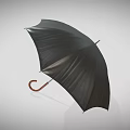 Stylish Black Umbrella With Wooden Curved Handle For Daily Use