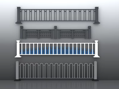 Different Types of Railings with Modern Traditional and Decorative Design Features 3d model