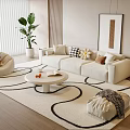 Modern Sofa Coffee Table Combination Lazy Sofa Green Plant Hanging Picture Floor Lamp Fruit Side Table 3d model