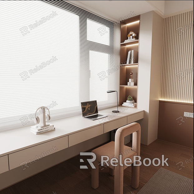 11 Bay Window Modern Desk Bookcase model