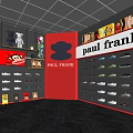Paul Frank Brand Store With Shoes On Display Shelves And Logo Posters