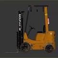 Orange Caterpillar Industrial Forklift With Metal Mast Forks Wheels And Operator Cab