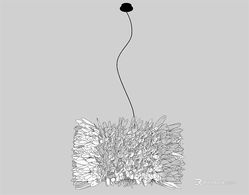 Modern Decorative Chandelier With Fluffy Textured Design And Slim Feather Like Elements 3d model 