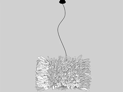 Modern Decorative Chandelier With Fluffy Textured Design And Slim Feather Like Elements 3d model
