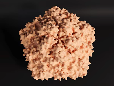 Detailed Biological Tissue System 3D Model With Light Brown Irregular Surface Protrusions 3d model